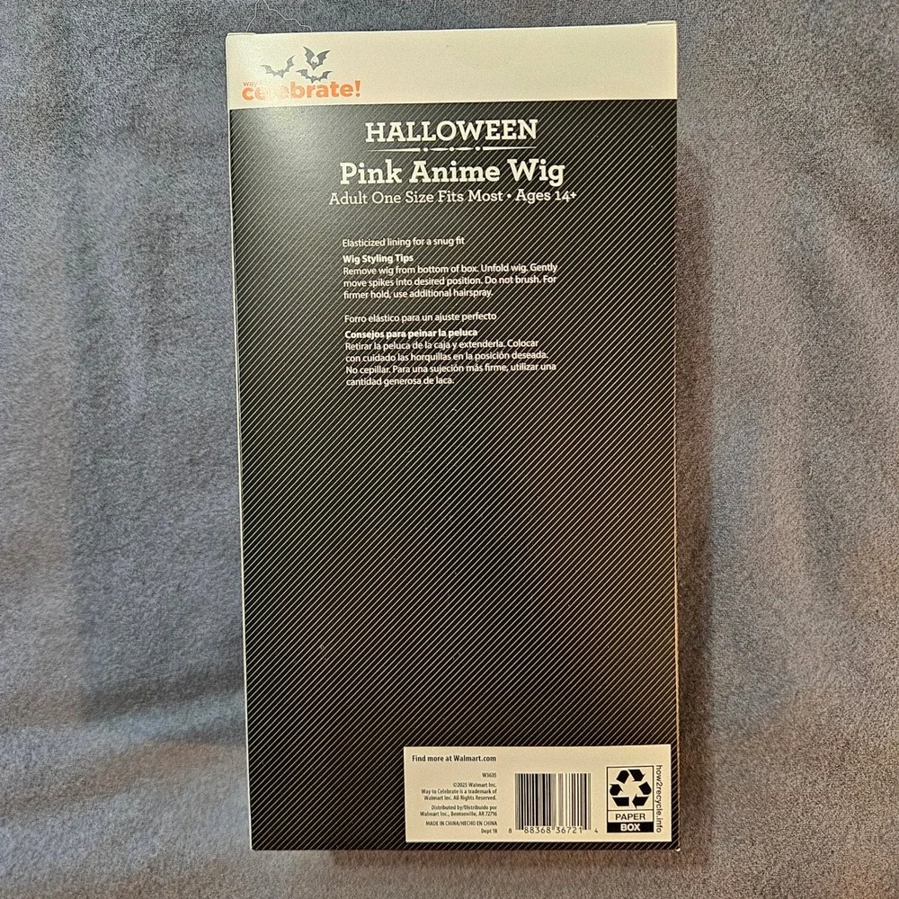 Anime Wig Adult One Size Fits Most Spiky Halloween‎ Pink Cosplay Costume